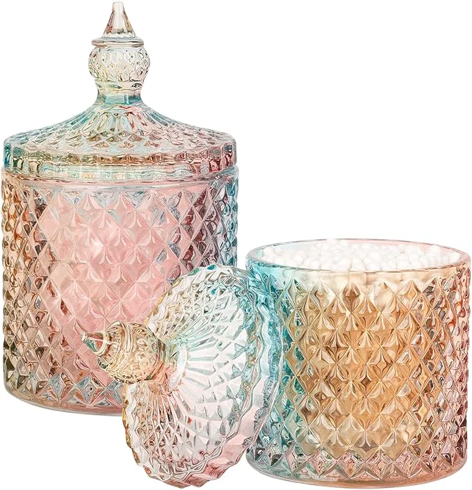 Convenient 2 Pack Qtip Holder Glass Bathroom Accessories Vanity Organizers and Makeup Enhanced