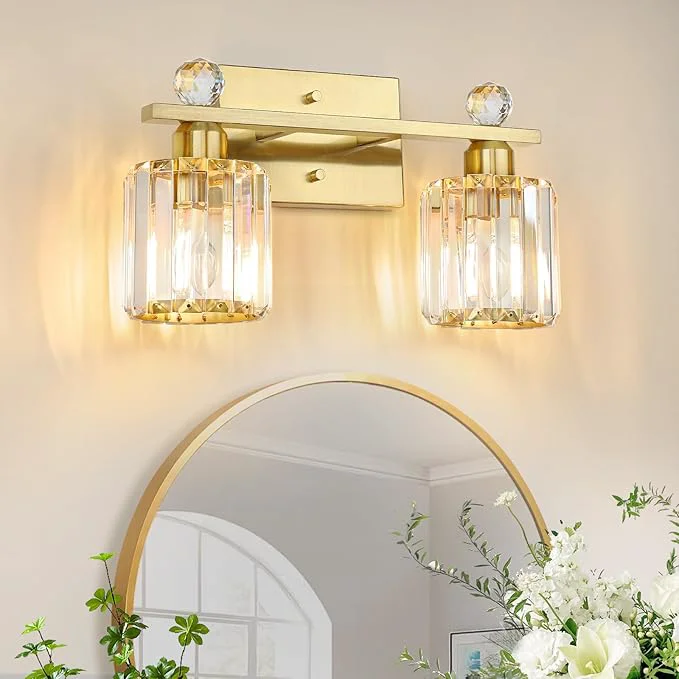 Certified 2-Light Gold Bathroom Light Fixtures Modern Bathroom Vanity Lights Fixture Exclusive