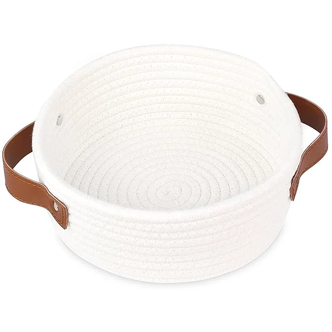 Crafted ABenkle Small Storage Basket Mini Cotton Rope Storage Bin Cute Tiny Shelf Functional