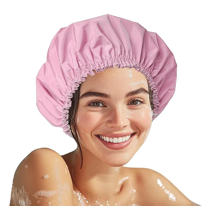 Powerful Shower Cap for Women Double Layer Waterproof Bath Cap Reusable Hair Protector Innovative