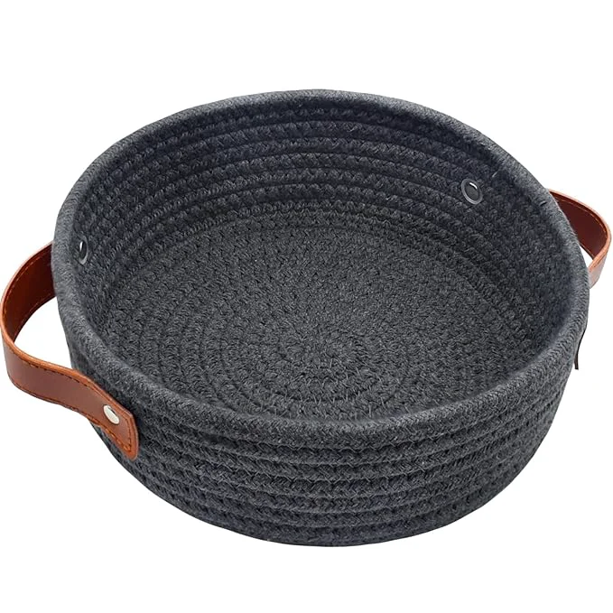 World-Class ABenkle Small Storage Basket Mini Cotton Rope Storage Bin Cute Tiny Shelf Unique