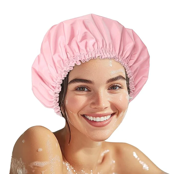 Modern Shower Cap for Women Double Layer Waterproof Bath Cap Reusable Hair Protector Smart