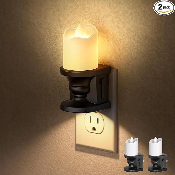 Official Flameless Candle Night Light 3000K Warm White Candle Night Lights Plug into Selected
