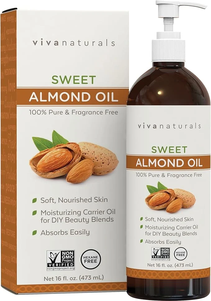 Trendy Viva Naturals Sweet Almond Oil 16 fl. oz – Skin Hair Moisturizer Body Detailed