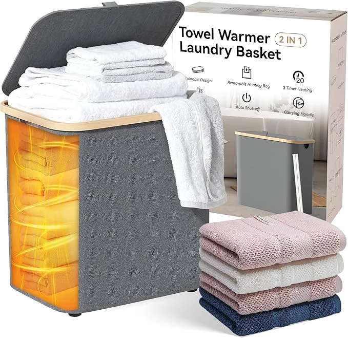 Prestigious 2-in-1 35L Towel Warmer 46L Laundry Basket Foldable Towel Warmers Exclusive