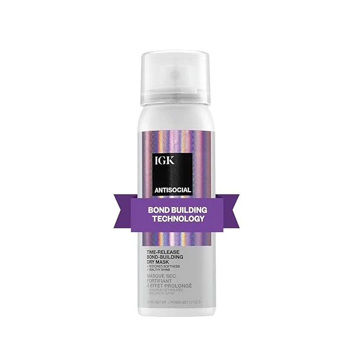 Breathable IGK ANTISOCIAL Bond-Building Dry Hair Mask Travel Repair Soften Shine Detailed