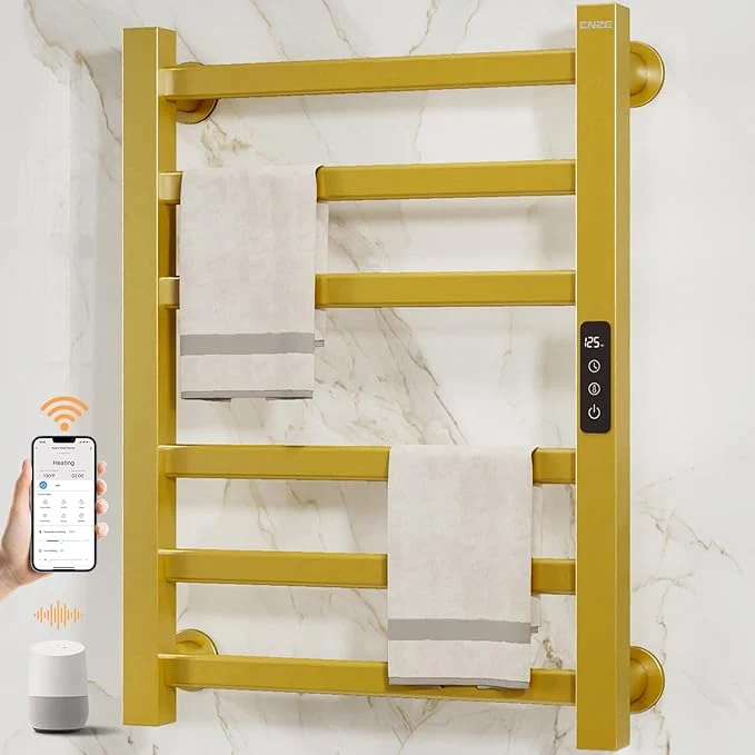Reliable ENZE Smart Heated Towel Rack 6-Bar Wall-Mounted Electric Towel Warmer 150W Safe
