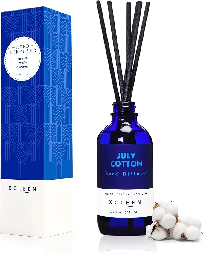 Safe Xcleen July Cotton Reed Diffuser Set 3.7 Oz Aromatherapy Scented Oil Diffuser Professional
