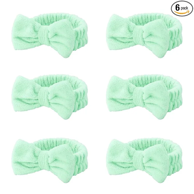 Elegant Casoty 6 Pcs Green Spa Headbands Skin Care Headband Soft Coral Fleece Practical