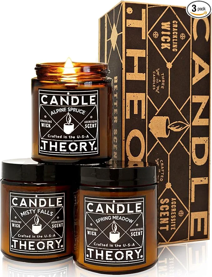 Authentic Scented Candle Gift Set with Crackling Wood Wicks 3 4oz Candles Misty Falls Expertly Made