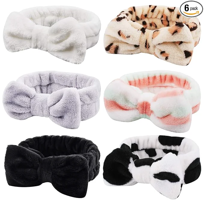 Artisan Casoty 6 Pcs Skincare Headband Bow Hair Band Spa Headband Breathable