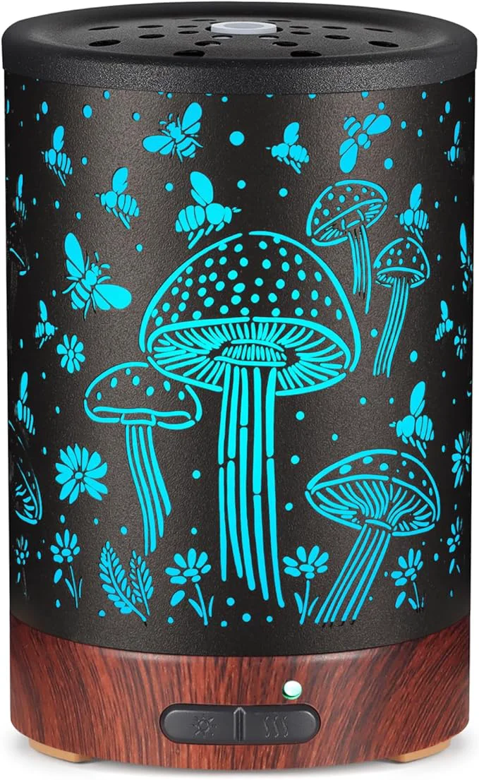 Organic Essential Oil Diffuser- Aromatherapy Diffuser with7 Colors Light and Auto-Off Smart