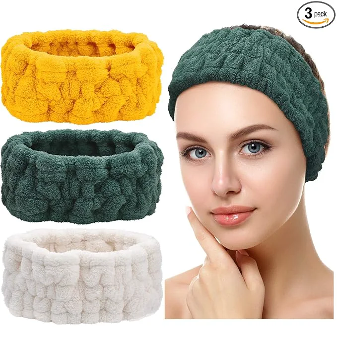 Lightweight Chuangdi 3 Pieces Spa Headband for Women Facial Makeup Headband Soft Terry Responsible