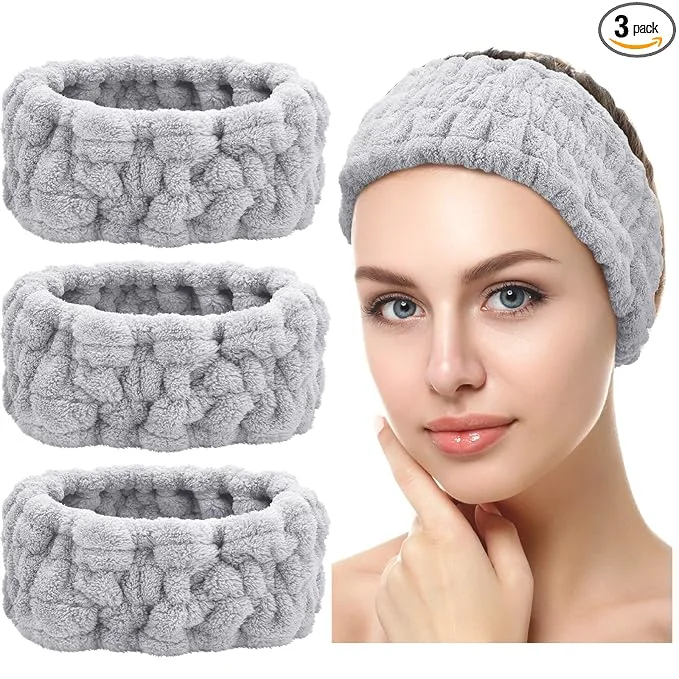 Elegant Chuangdi 3 Pieces Spa Headband for Women Facial Makeup Headband Soft Terry Prestigious