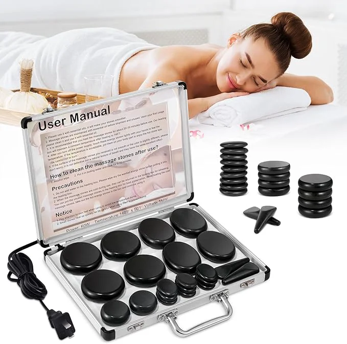 Fine Hot Stones Massage Warmer Kit Hot Rocks Basalt Massage Stones Long-Lasting