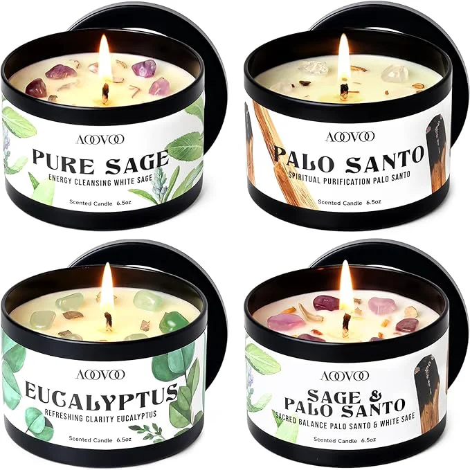 Healthy AOOVOO 4 Pack Sage Candles Consistent