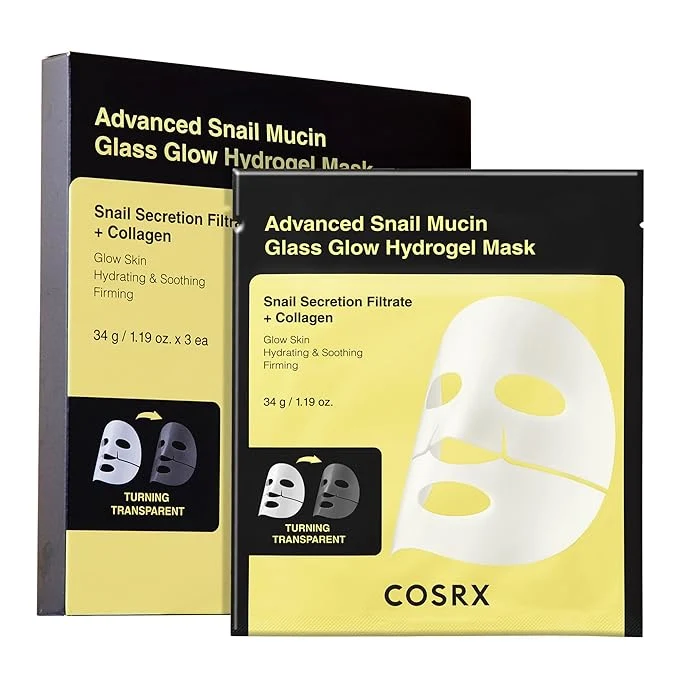 Superior COSRX Advanced Snail Mucin Glass Glow Hydrogel Face Masks Skincare 3 EA Unique