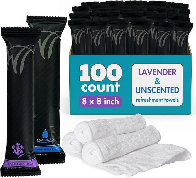 Comfortable White Towel Services 8 x 8 in Moist Cotton Towel Individually Wrapped Solid