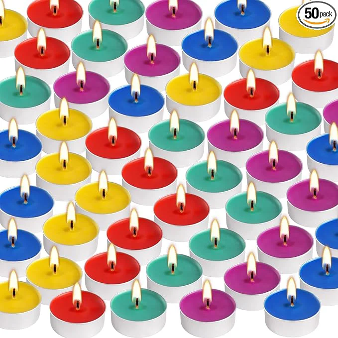 Original Design 50 Pack Unscented Assorted Colors Tealights Candle High-Quality