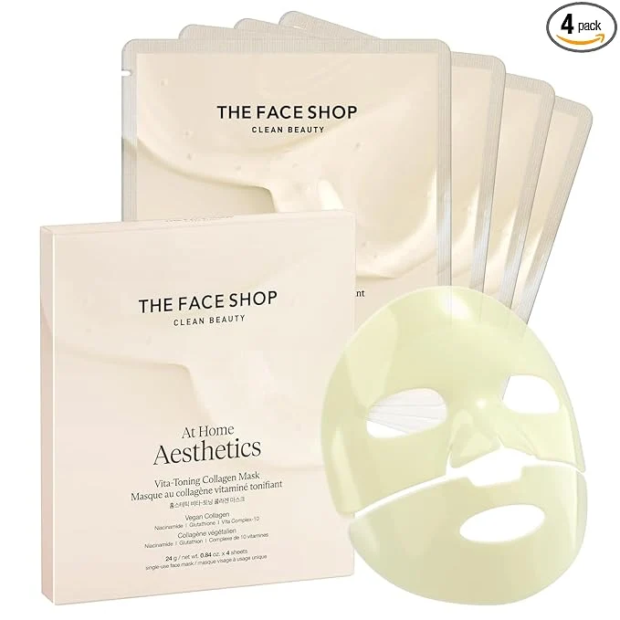 Powerful THE FACE SHOP Vita-Toning Vegan Collagen Face Mask Korean Glass Skin Essential Solid