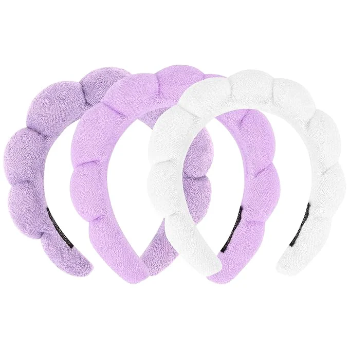 Elegant 3 Pack Spa Headbands for Washing Face Skincare Headbands Makeup Headband World-Class
