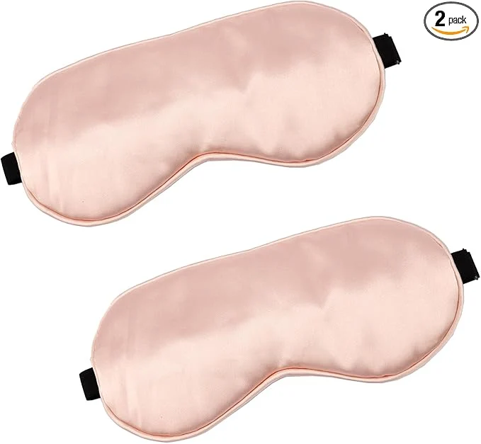 Organic 2 PCS Pink Satin Sleep Masks Adjustable Silk Eye Mask Efficient