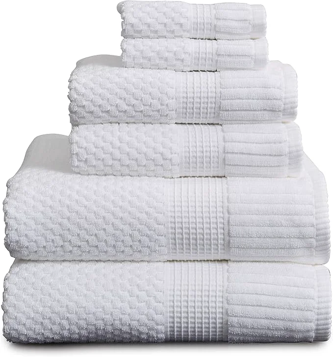 Environmentally Friendly NY Loft Cotton 6 Piece Bath Towel Set White Towels Oeko-TEX® Standard Refined