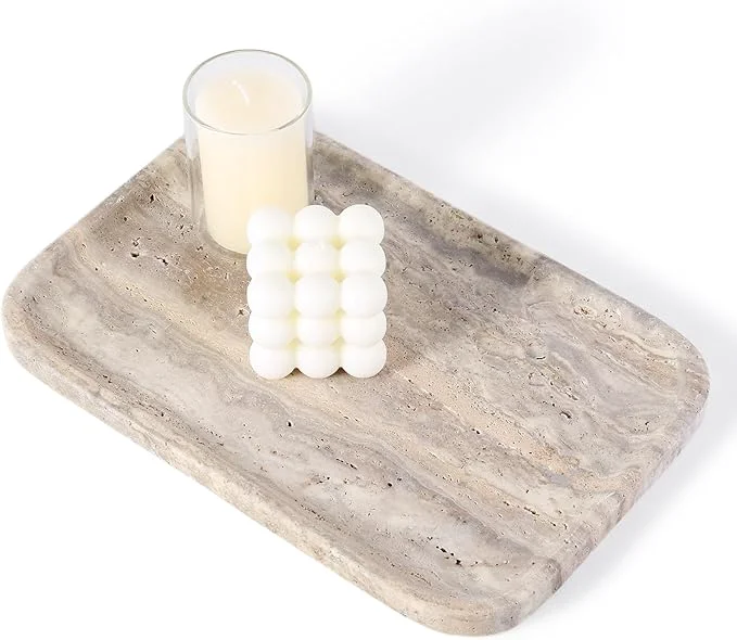 Environmentally Friendly Karibiber Marble Vanity Trays Travertine Bathroom Tray Decorative Tray Top-Quality