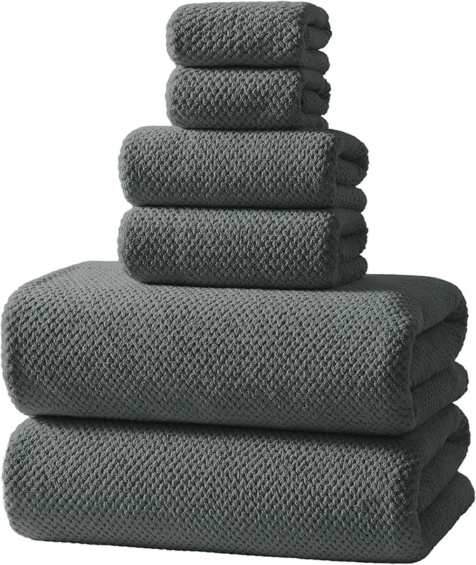 Minimalist REDKISS Soft 6 Piece Bath Towels Set 2 Large Bath Towel Sheet 2 Hand Towels Sophisticated