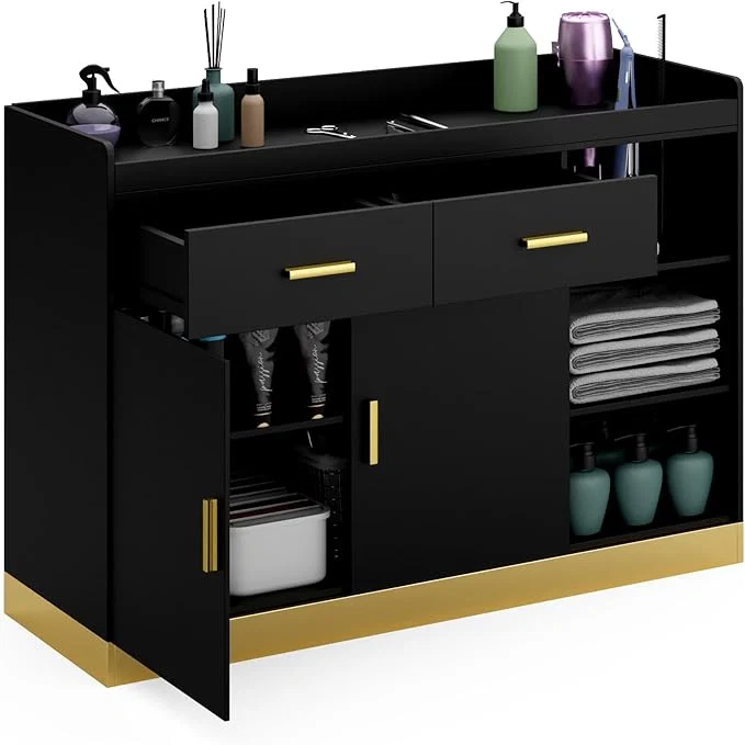 Solid Salon Storage Cabinet Barber Station Standing Hair Styling Station Healthy
