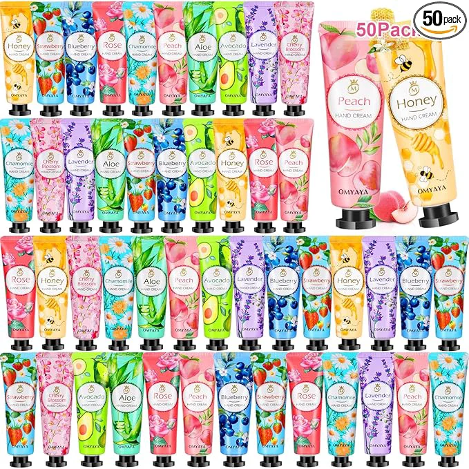 Modern 50 Pack Hand Cream Gift Set for Women Bulk Mini Hand Lotion Teacher Casual
