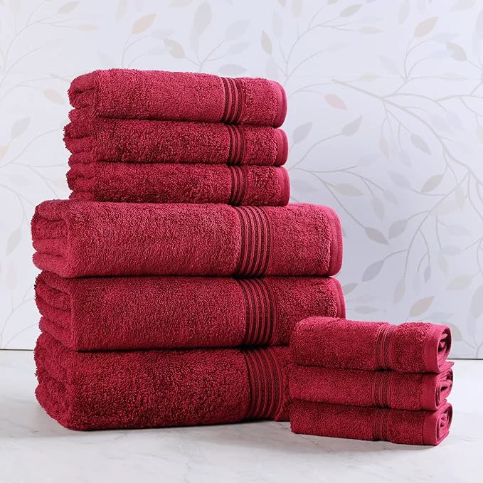 Convenient Superior Egyptian Cotton 9-Piece Towel Set Guest Bath Decor Essentials Dependable