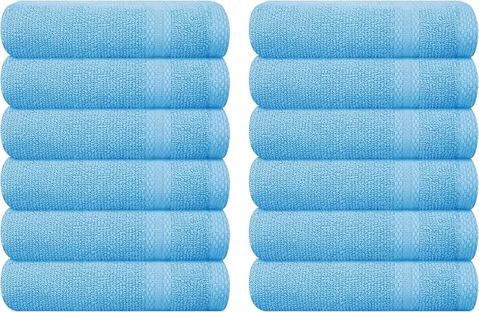 Safe GLAMBURG Ultra Soft 12-Piece Washcloths Set 13×13- Ringspun Cotton Solid
