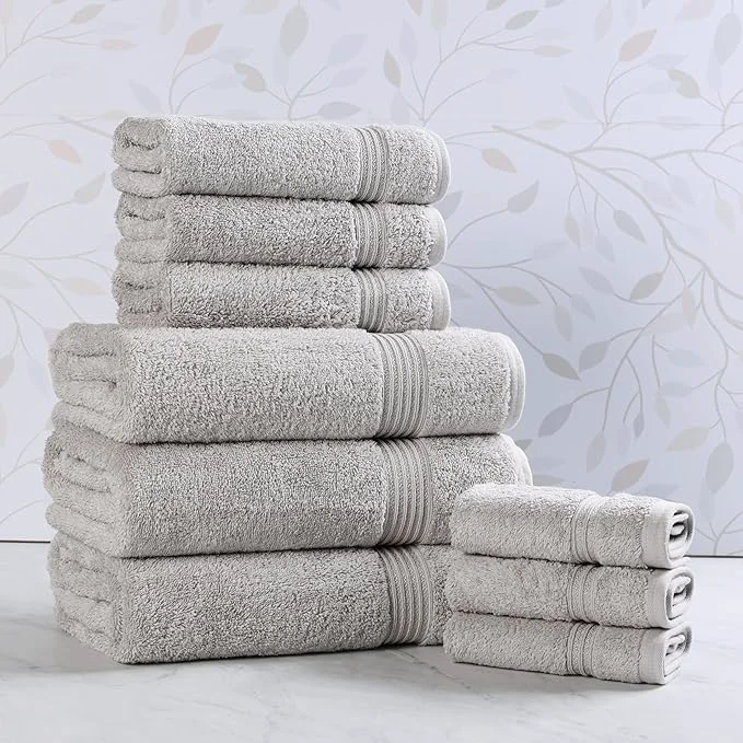 Safe Superior Egyptian Cotton 9-Piece Towel Set Guest Bath Decor Essentials Enhanced