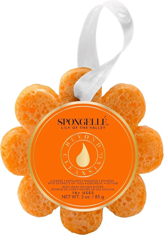 Sustainable Spongellé Lily of the Valley Wild Flower Bath Sponge Built-in Body Wash Reliable