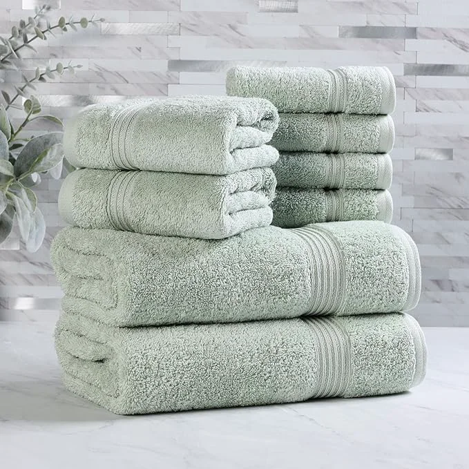 Crafted Superior Egyptian Cotton 8-Piece Towel Set Guest Bath Decor Essentials Smooth