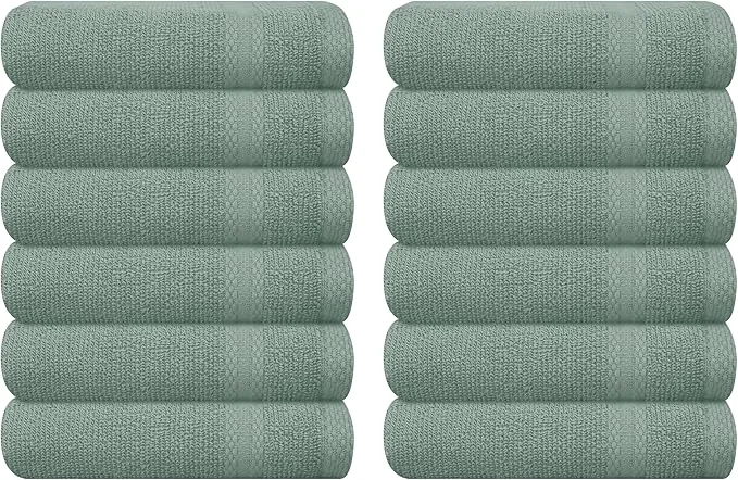 Superior GLAMBURG Ultra Soft 12-Piece Washcloths Set 13×13- Ringspun Cotton Crafted