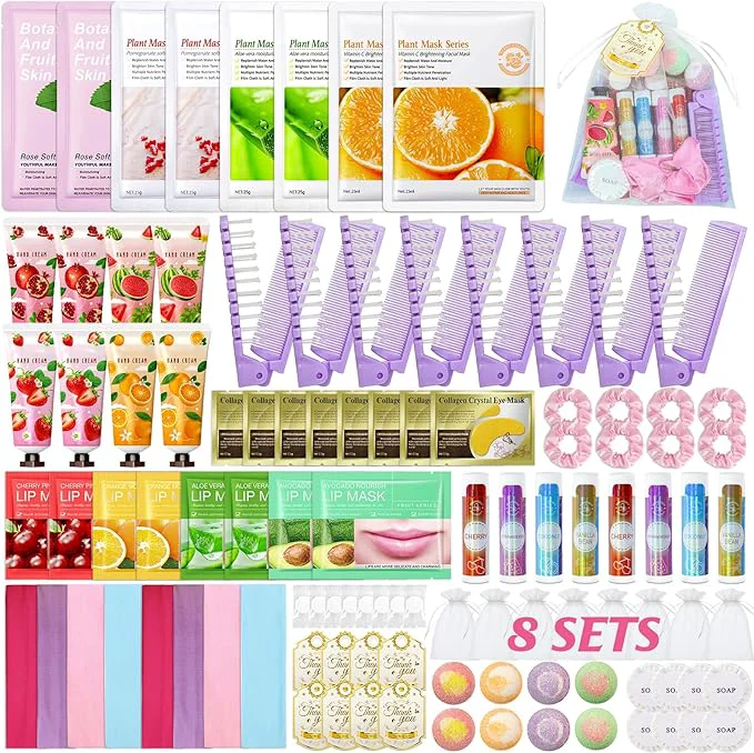 Breathable 104PCS Sleepover Spa Party Supplies Include Face Masks Lip Balm Hand Cream Trendy