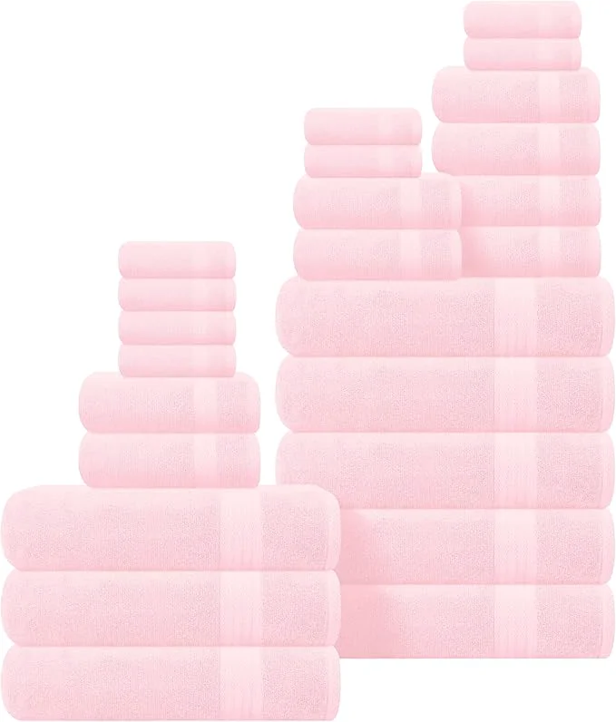 Natural GLAMBURG Ultra Soft 24-Piece Towel Set Environmentally Friendly