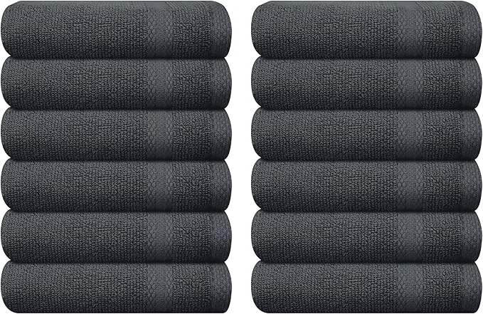 Specialty GLAMBURG Ultra Soft 12-Piece Washcloths Set 13×13- Ringspun Cotton First-Class