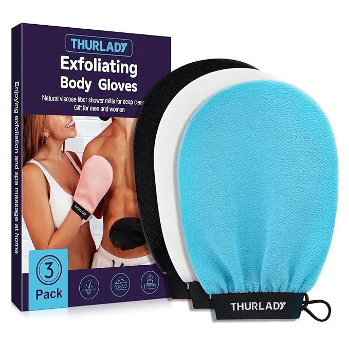 User-Friendly Exfoliating Glove Korean Exfoliating Mitt Body Scrubber Exfoliator 3 Pack Selected
