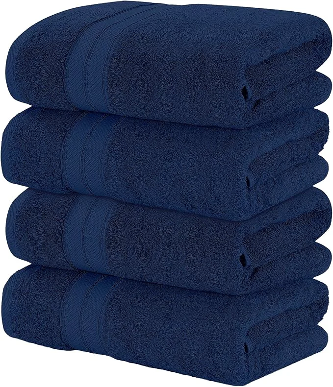 Environmentally Friendly Modern Threads 4-Pack SpunLoft Bath Towel Navy 30×54 Functional