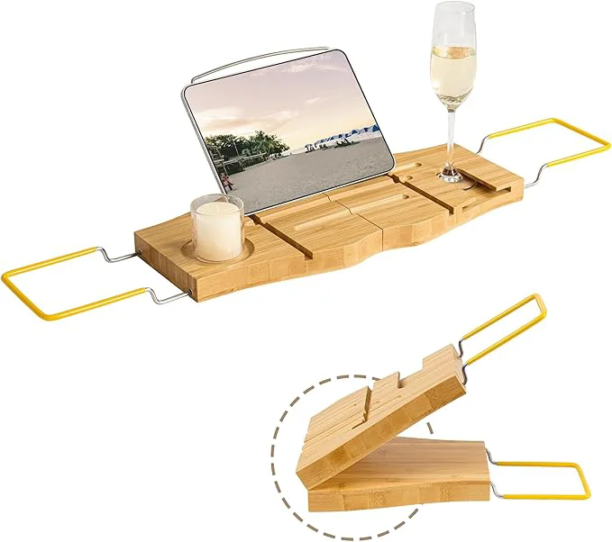 Trusted Bamboo Bathtub Tray Expandable Bathroom Tray Practical