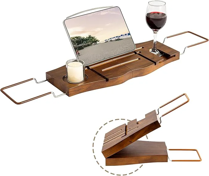 Long-Lasting Teak Bathtub Tray Expandable Bathroom Tray Responsible
