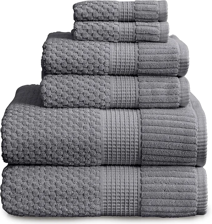 Casual NY Loft Cotton Towel Set 6 Piece Super Soft Absorbent Quick-Dry 2 Bath Exceptional