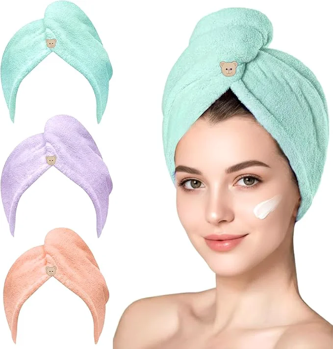 Superior 3 Pack Microfiber Hair Towel Wrap Certified