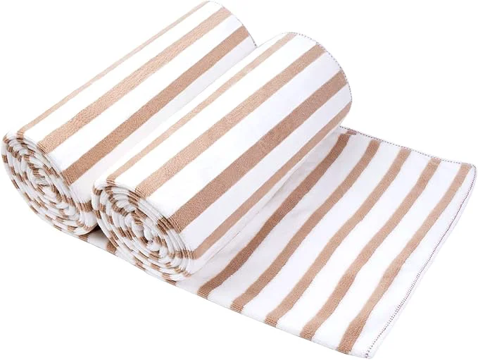 Optimized JML Beach Towels Set of 2 Large Microfiber Bath Towel Cabana Stripe Quick Specialty