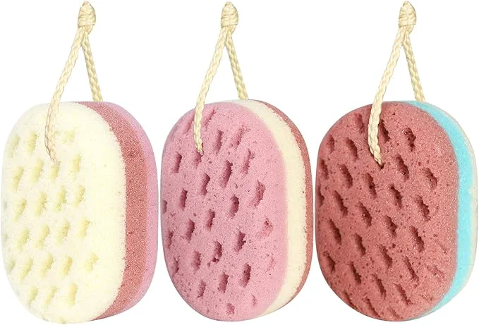 Healthy 3 Pcs Bath Sponge for Women Kids. Sponge Loofah Body Scrubber Shower Sponge Excellent