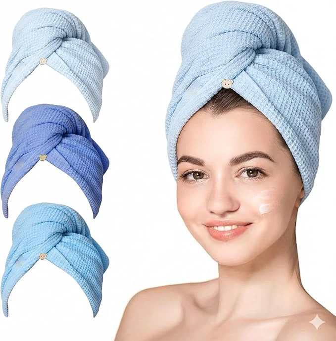 Professional 3 Pack Microfiber Hair Towel Wrap Pure