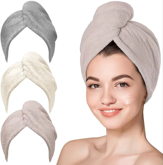 High-Grade 3 Pack Microfiber Hair Towel Wrap Comfortable